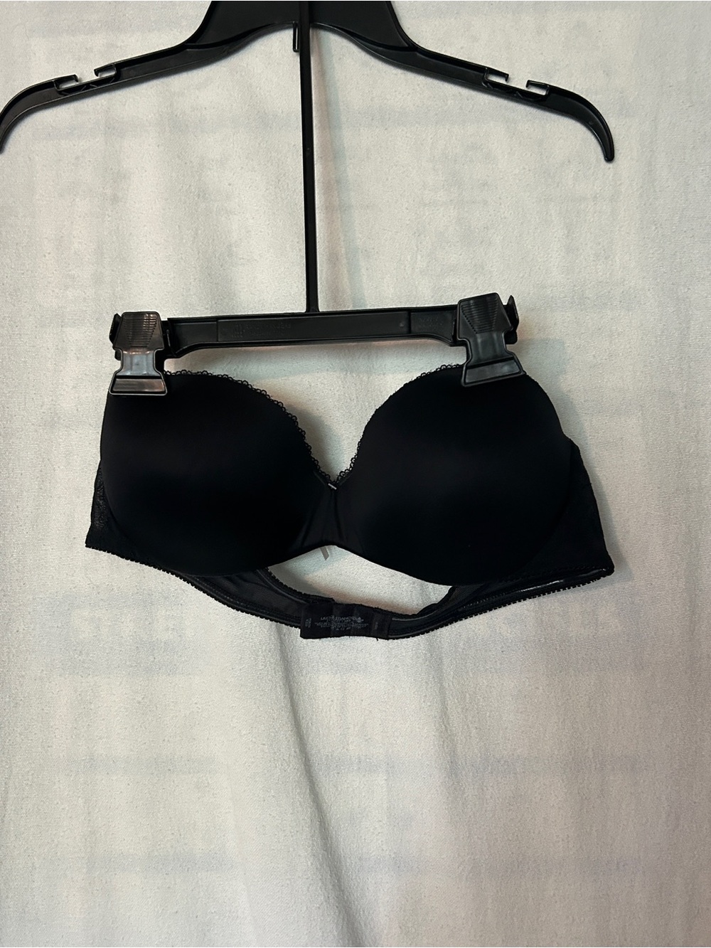 Lily of France Black Strapless Bra Molded with silicone for a no slipping